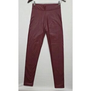 Lemite Maroon Red Faux Leather Pants Size Small Felt Lined NWOT